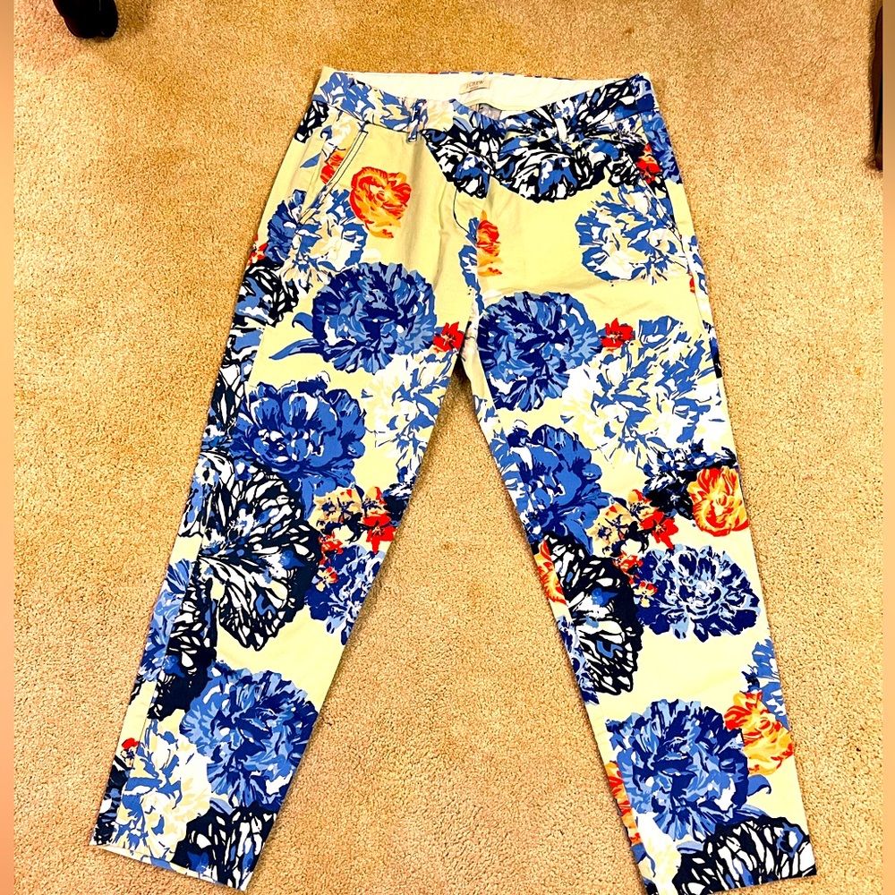 J crew stretch floral cropped pants